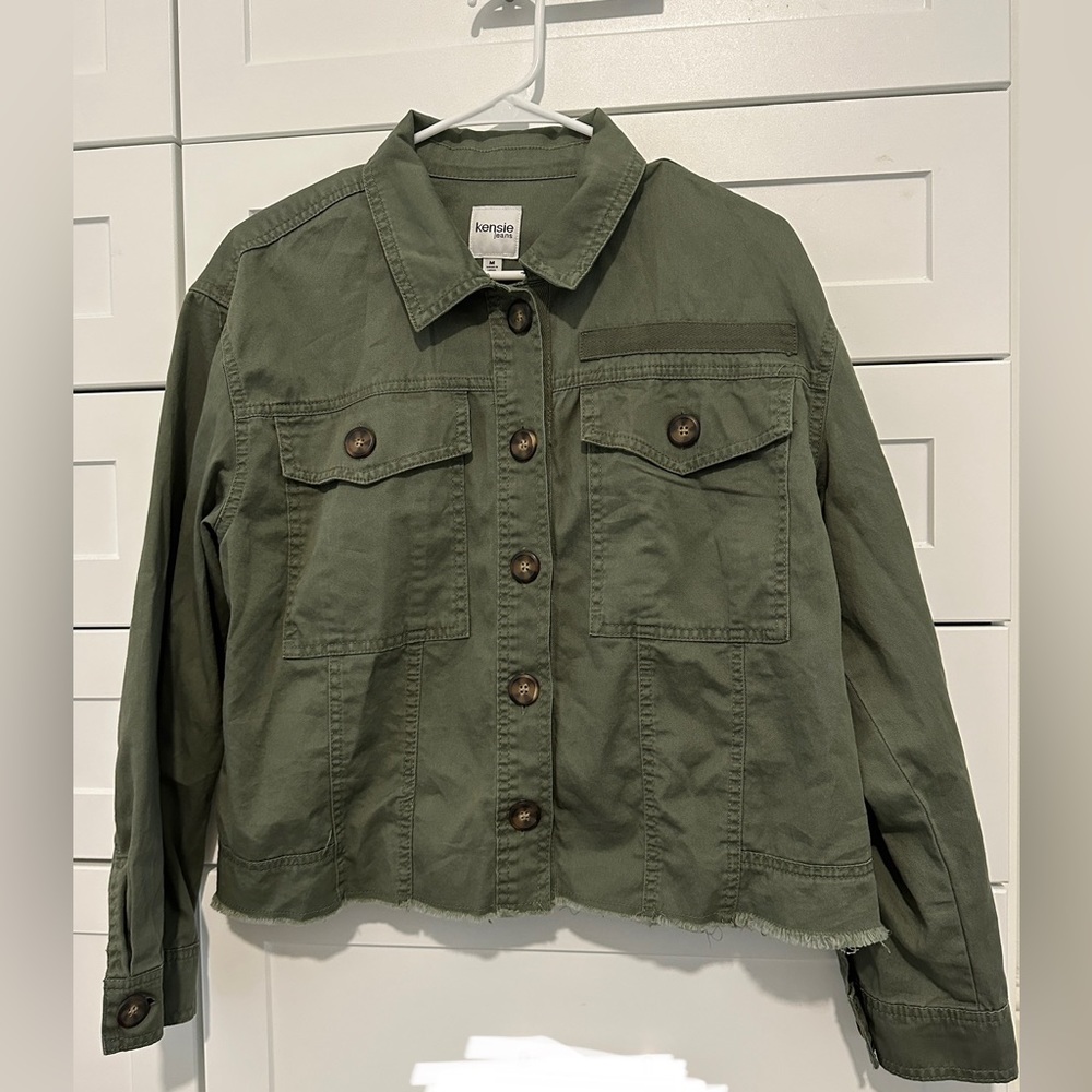 Green denim jecket